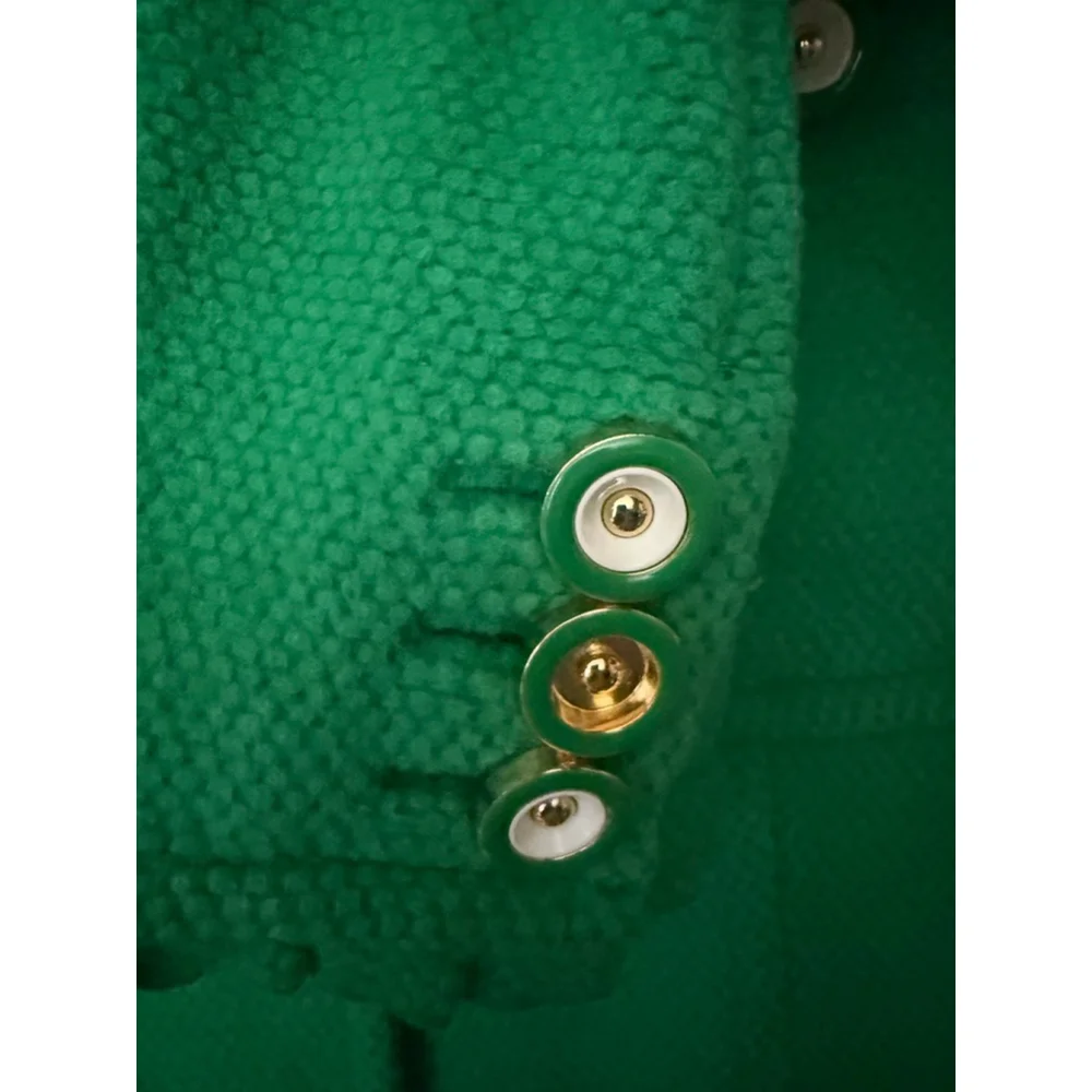 Women's Juicy Couture Green Pea Coat L with Gold Buttons - Picture 5 of 7